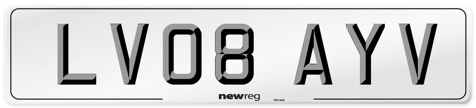 LV08 AYV Number Plate from New Reg